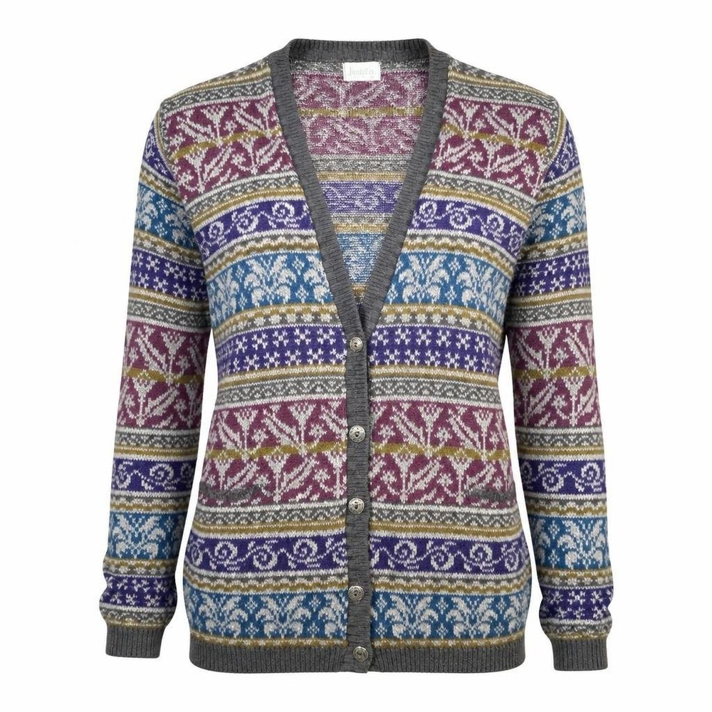 Vintage Jantzen Cardigan Womens M Multicolor Fair Isle USA Grandmacore Sweater